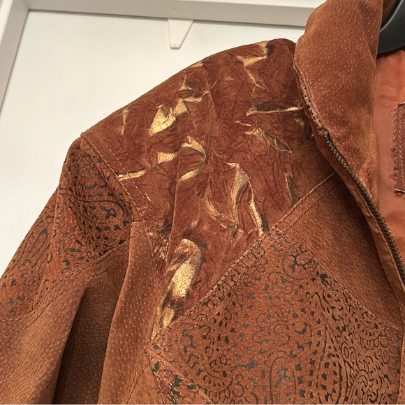 Vintage 80s Winlit Soft Leather Jacket Women’s Small Patches Suede Brown Size S - Picture 7 of 14